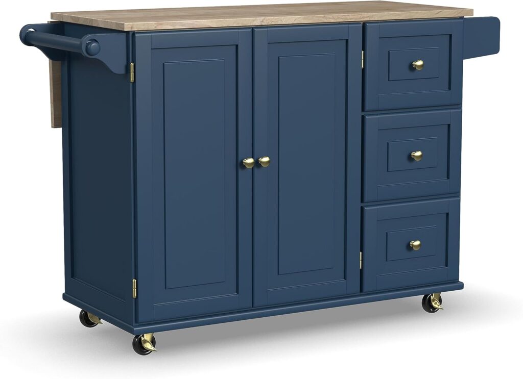 drop leaf kitchen island cart with storage shelves and drawers