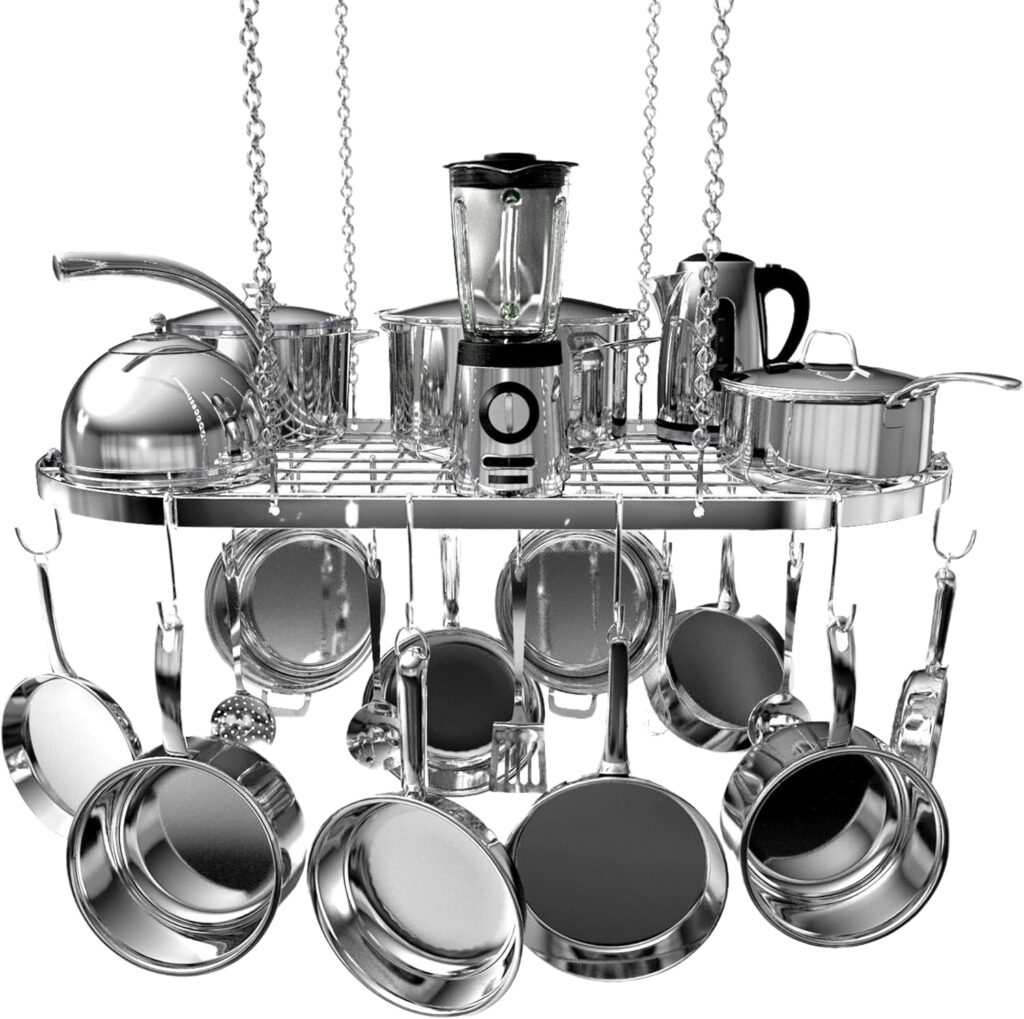 hanging pot rack for small kitchens