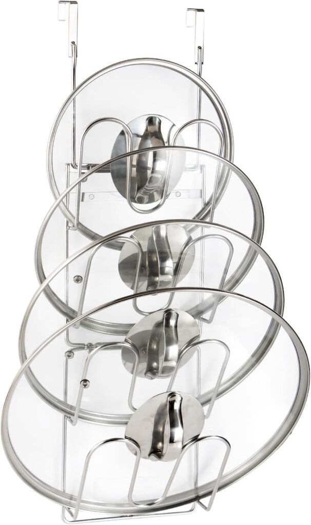 over-the-cabinet-door pot cover storage rack