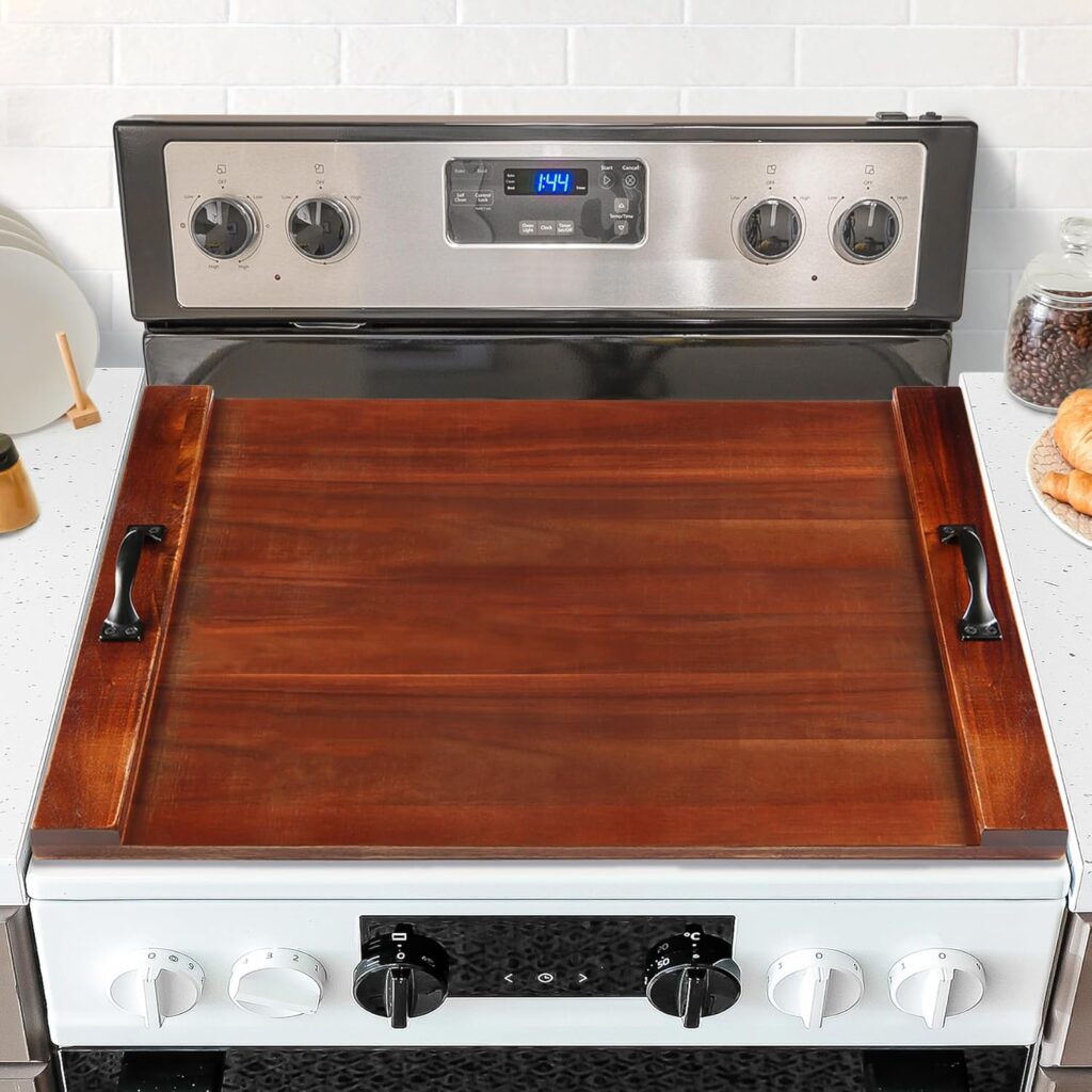 wood stove cover for more kitchen counter space