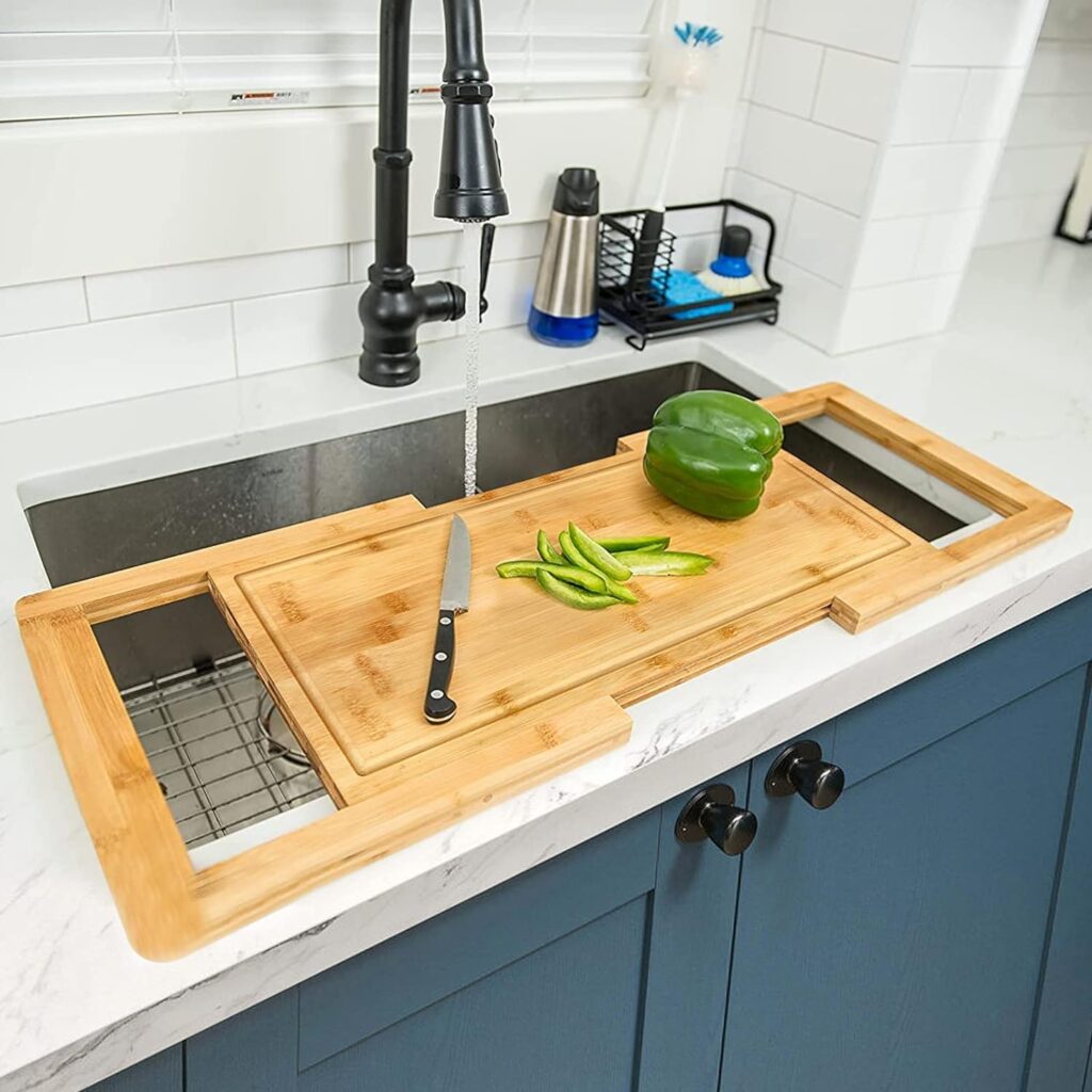 over the sink cutting board for more counter space