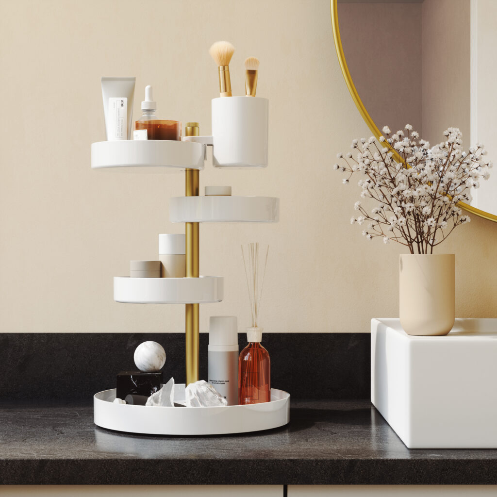 space-saving beauty organizer for bathroom counter