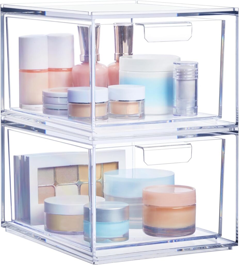 clear makeup organizer with drawers