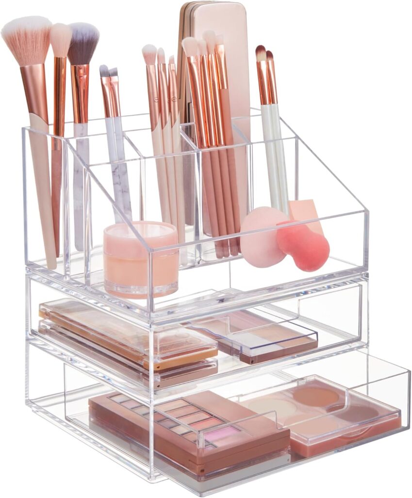 clear stackable makeup storage organizer