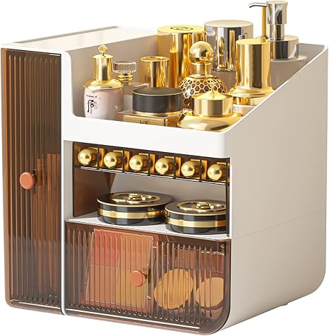 compact makeup storage case with brush holder