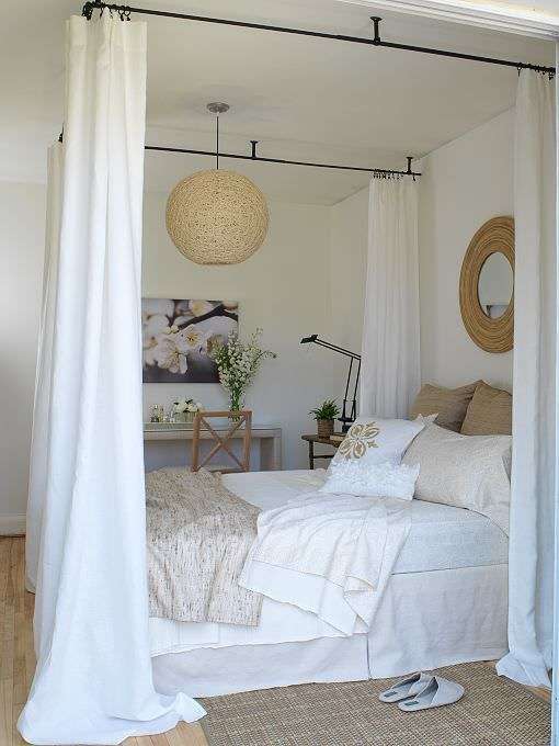hang canopy to create a bedroom area in studio